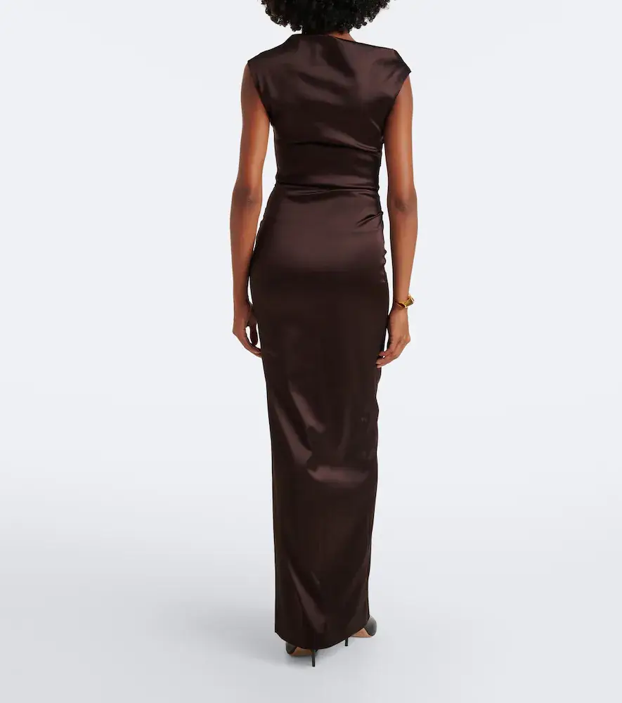 Max Mara Elegante ruched embellished satin cocktail dress | Thumbnail 4 Max Mara Elegante ruched embellished satin cocktail dress | Thumbnail 4