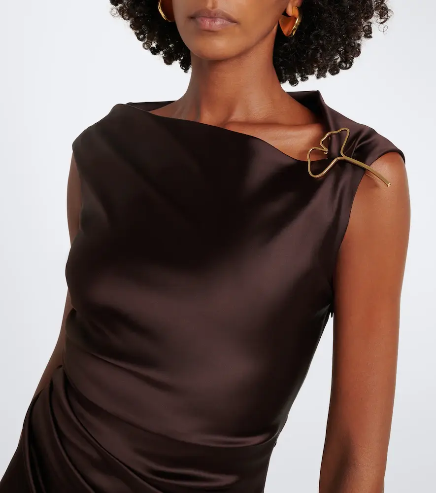 Max Mara Elegante ruched embellished satin cocktail dress | Thumbnail 5 Max Mara Elegante ruched embellished satin cocktail dress | Thumbnail 5