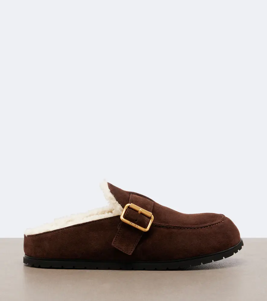 Prada Shearling-lined suede mules | Thumbnail 3