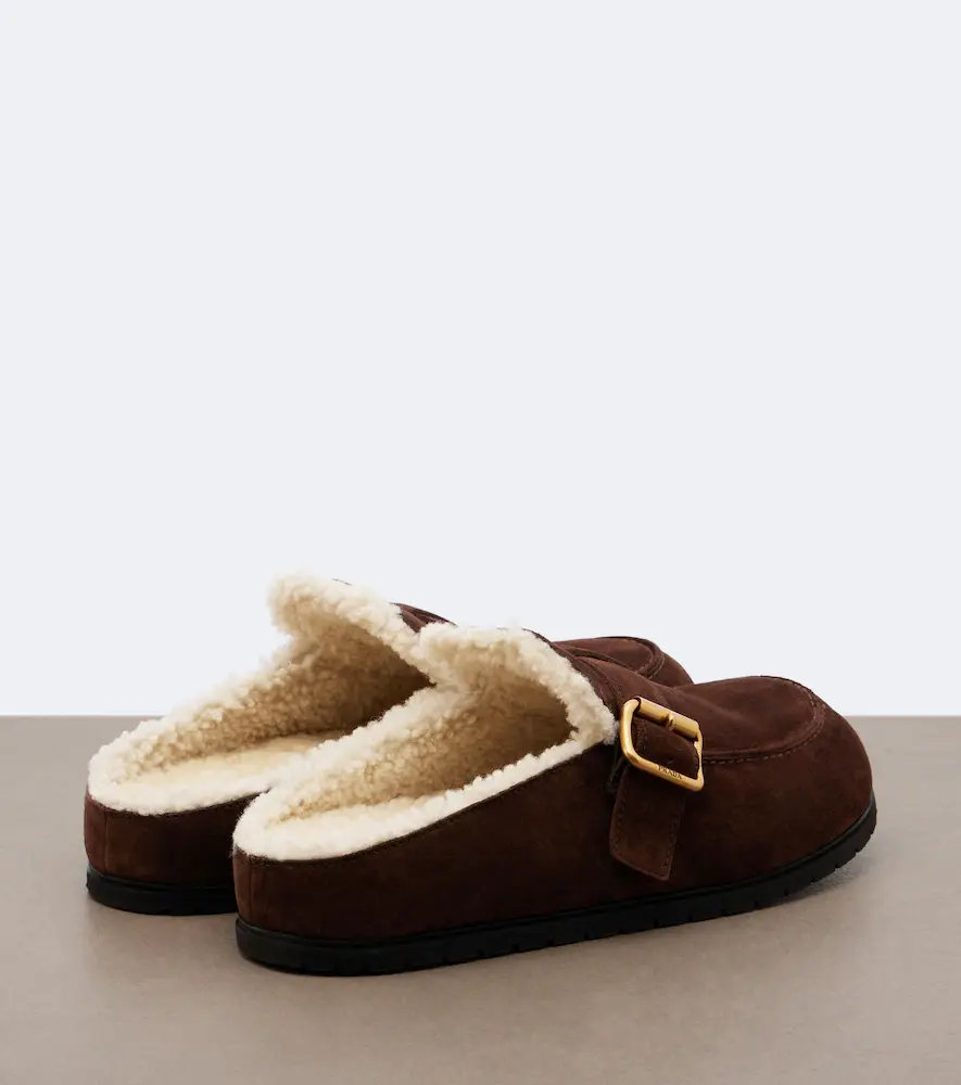Prada Shearling-lined suede mules | Thumbnail 4