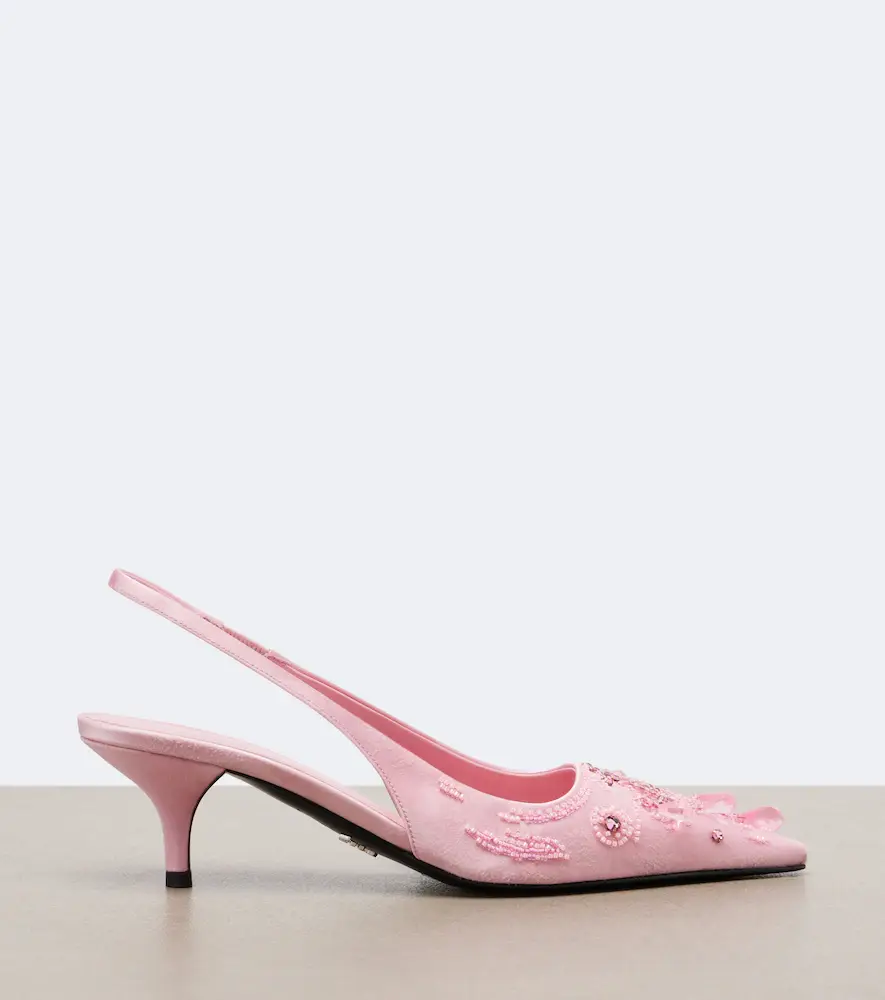 Prada Embellished satin slingback pumps | Thumbnail 3 Prada Embellished satin slingback pumps | Thumbnail 3
