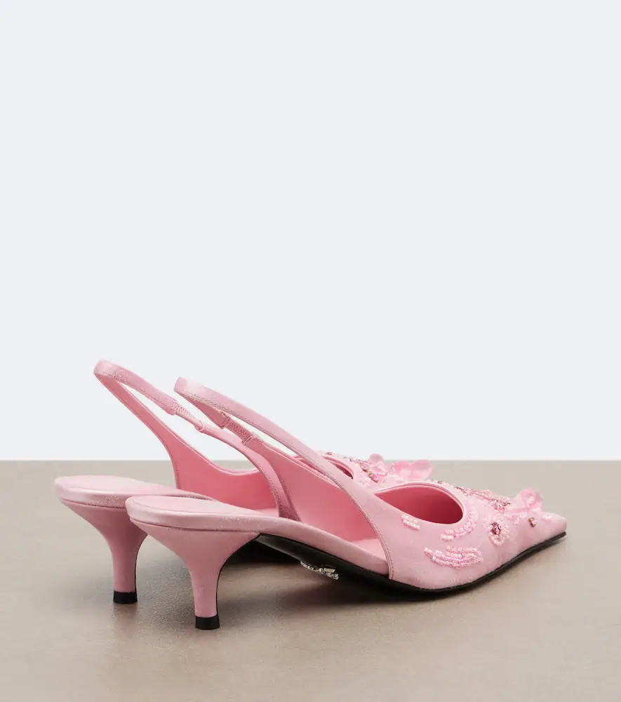 Prada Embellished satin slingback pumps | Thumbnail 4 Prada Embellished satin slingback pumps | Thumbnail 4