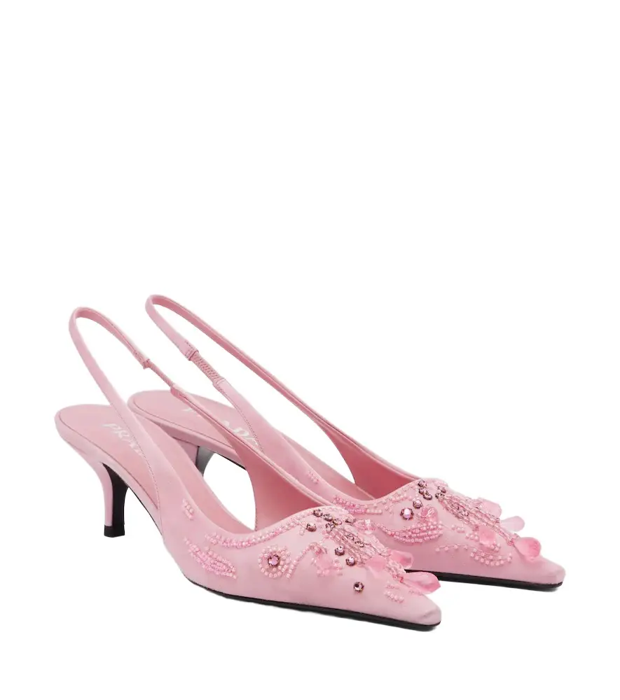 Prada Embellished satin slingback pumps | Image 1 Prada Embellished satin slingback pumps | Image 1