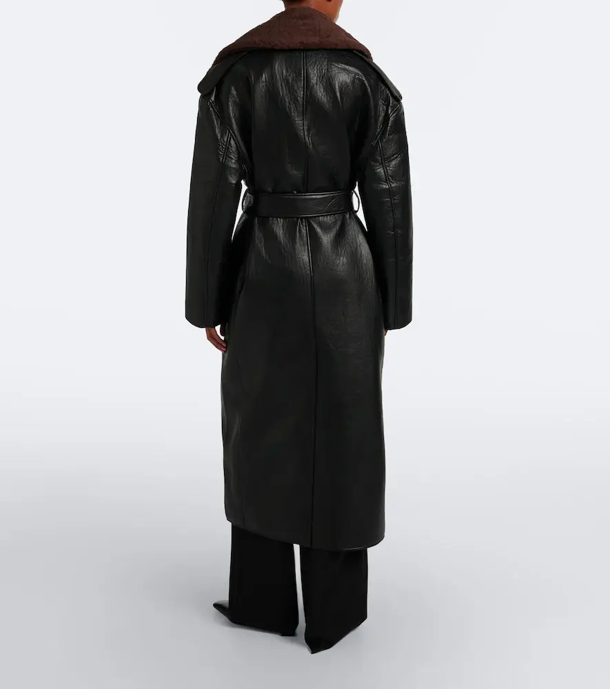 The Frankie Shop Edra shearling-trimmed wrap coat | Thumbnail 5