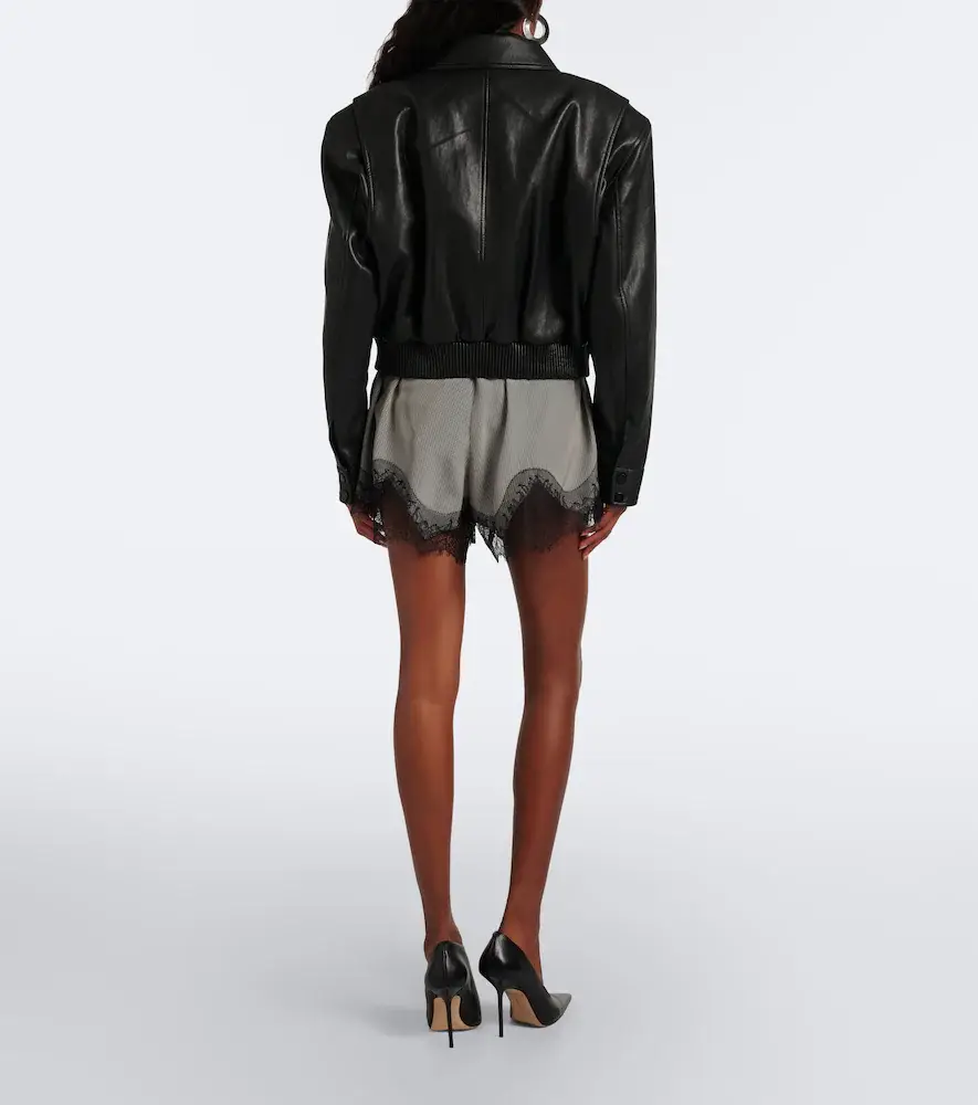 The Frankie Shop Dalia checked lace-trimmed satin shorts | Thumbnail 3 The Frankie Shop Dalia checked lace-trimmed satin shorts | Thumbnail 3