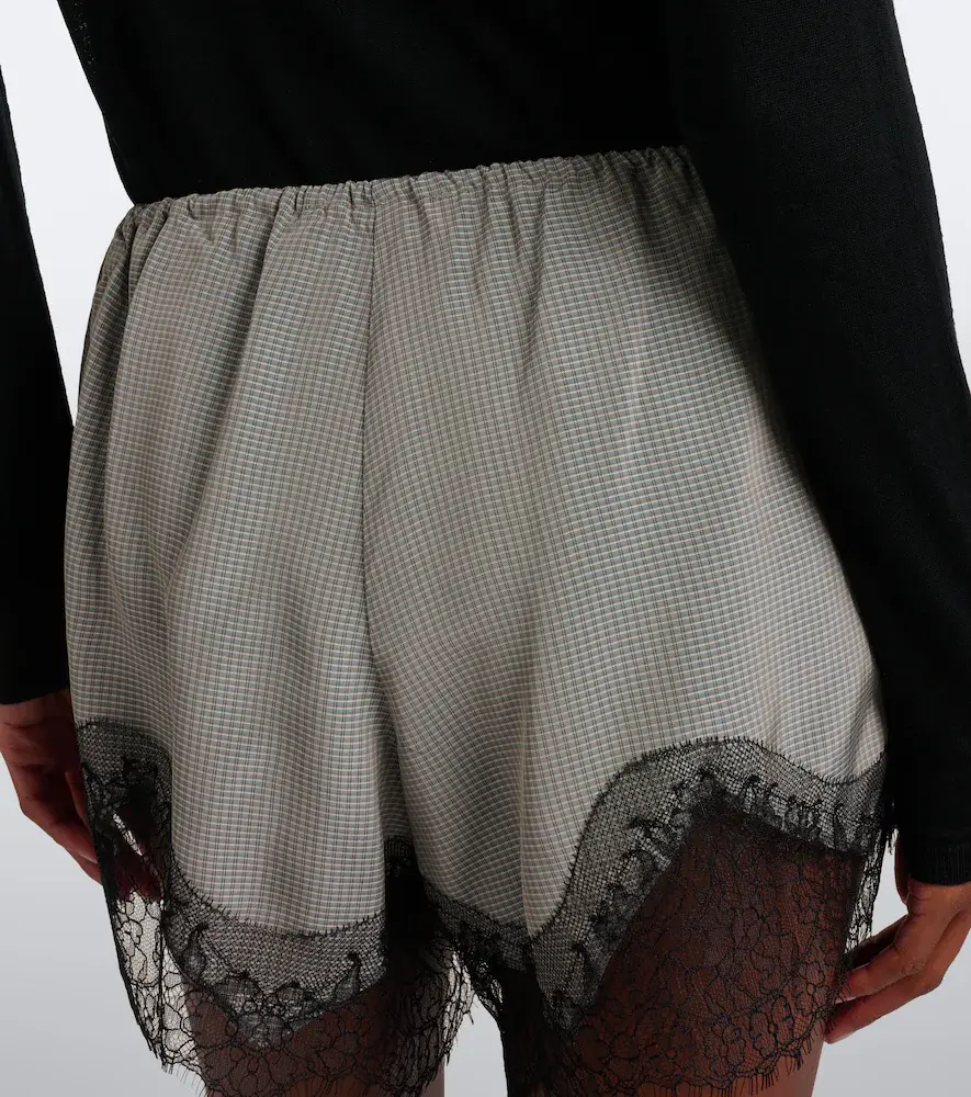 The Frankie Shop Dalia checked lace-trimmed satin shorts | Thumbnail 4 The Frankie Shop Dalia checked lace-trimmed satin shorts | Thumbnail 4