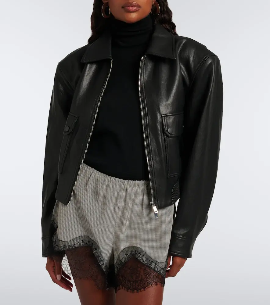 The Frankie Shop Dalia checked lace-trimmed satin shorts | Thumbnail 5 The Frankie Shop Dalia checked lace-trimmed satin shorts | Thumbnail 5