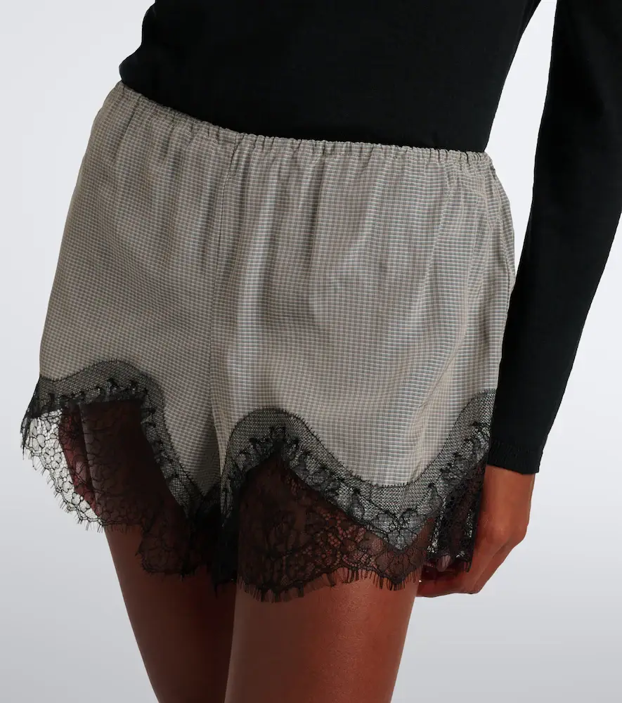 The Frankie Shop Dalia checked lace-trimmed satin shorts | Thumbnail 6 The Frankie Shop Dalia checked lace-trimmed satin shorts | Thumbnail 6