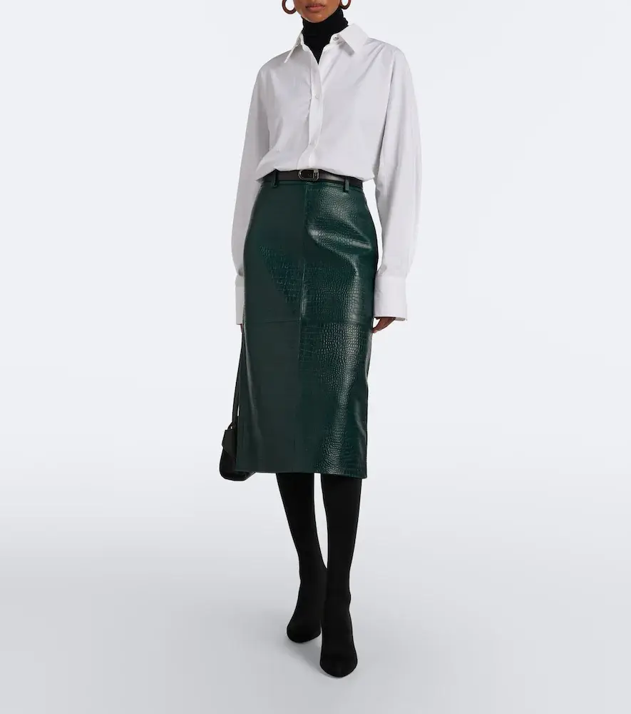The Frankie Shop Taney croc-effect leather pencil skirt | Thumbnail 3 The Frankie Shop Taney croc-effect leather pencil skirt | Thumbnail 3