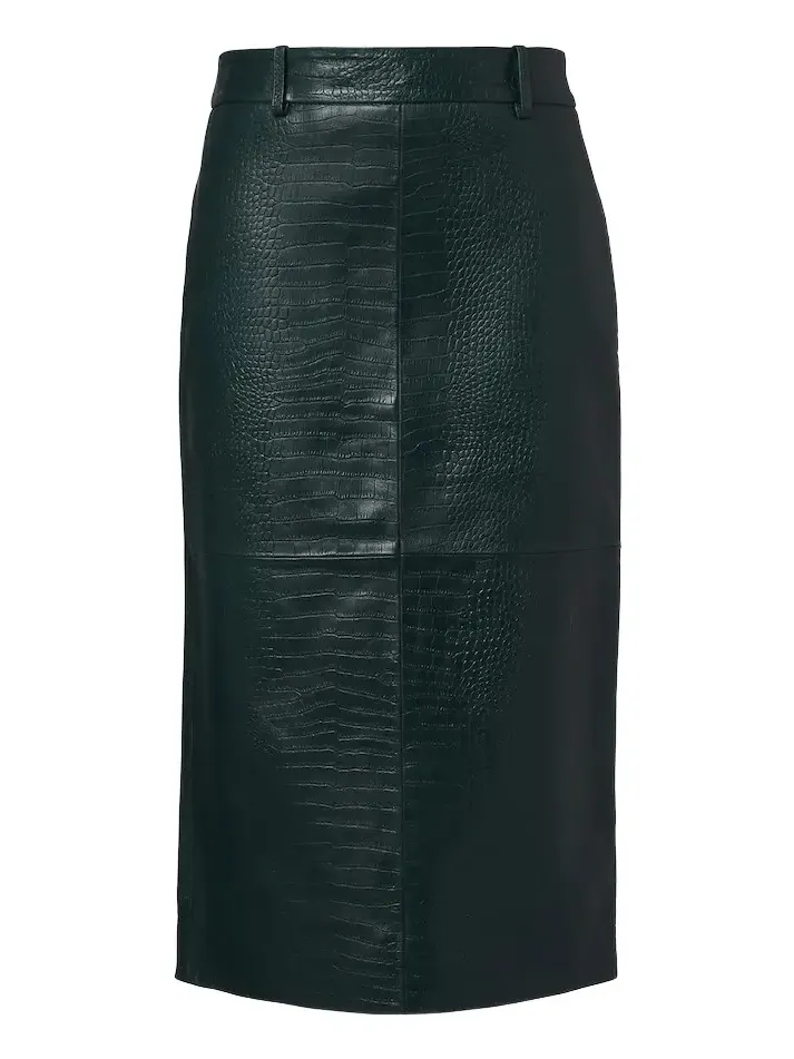 Taney croc-effect leather pencil skirt Taney croc-effect leather pencil skirt