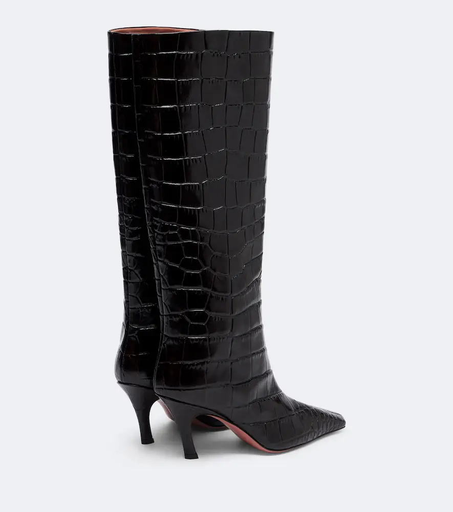 Amina Muaddi Mona croc-effect leather knee-high boots | Thumbnail 2 Amina Muaddi Mona croc-effect leather knee-high boots | Thumbnail 2