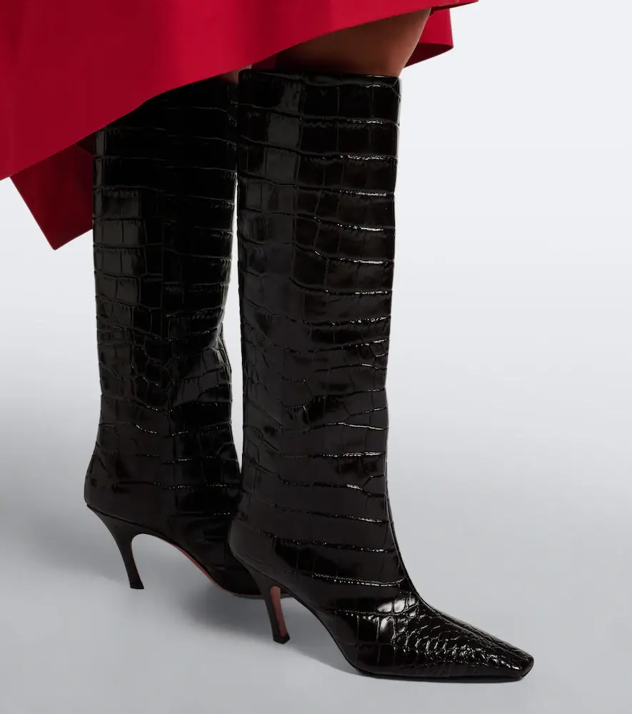 Amina Muaddi Mona croc-effect leather knee-high boots | Thumbnail 5 Amina Muaddi Mona croc-effect leather knee-high boots | Thumbnail 5