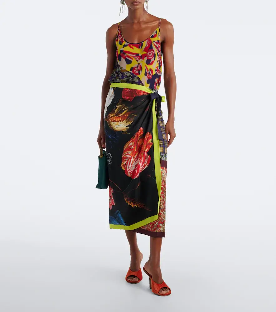 Dries Van Noten Printed silk wrap skirt | Thumbnail 2