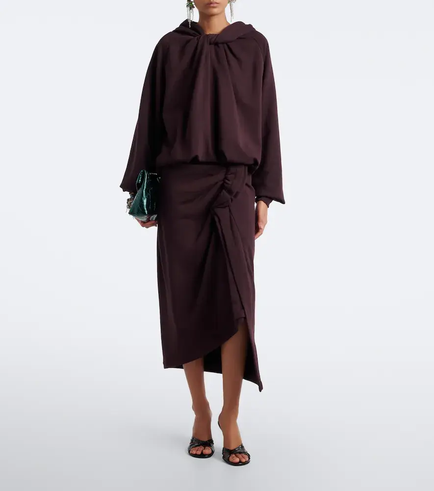 Dries Van Noten Ruffled cotton jersey midi skirt | Thumbnail 4