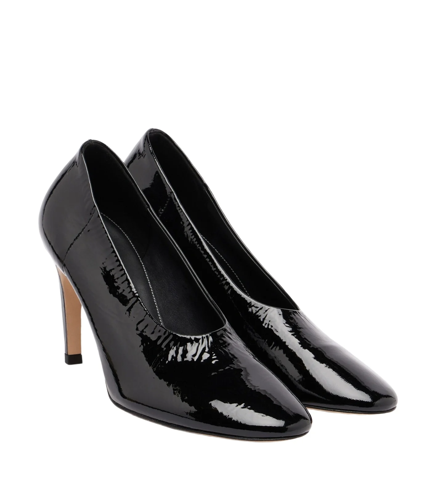 Slip patent leather pumps
