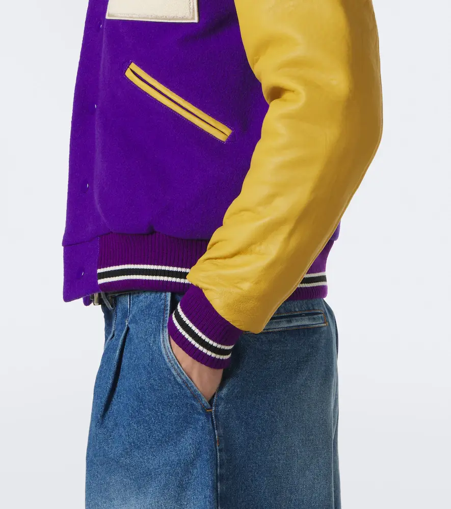 ERL Leather-trimmed wool-blend bomber jacket | Thumbnail 2 ERL Leather-trimmed wool-blend bomber jacket | Thumbnail 2
