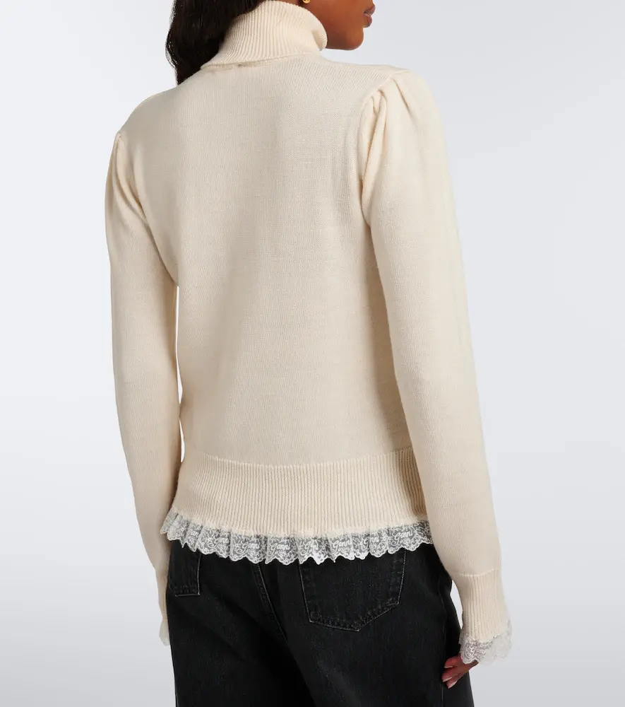 Ganni Lace-trimmed wool turtleneck sweater | Thumbnail 6 Ganni Lace-trimmed wool turtleneck sweater | Thumbnail 6