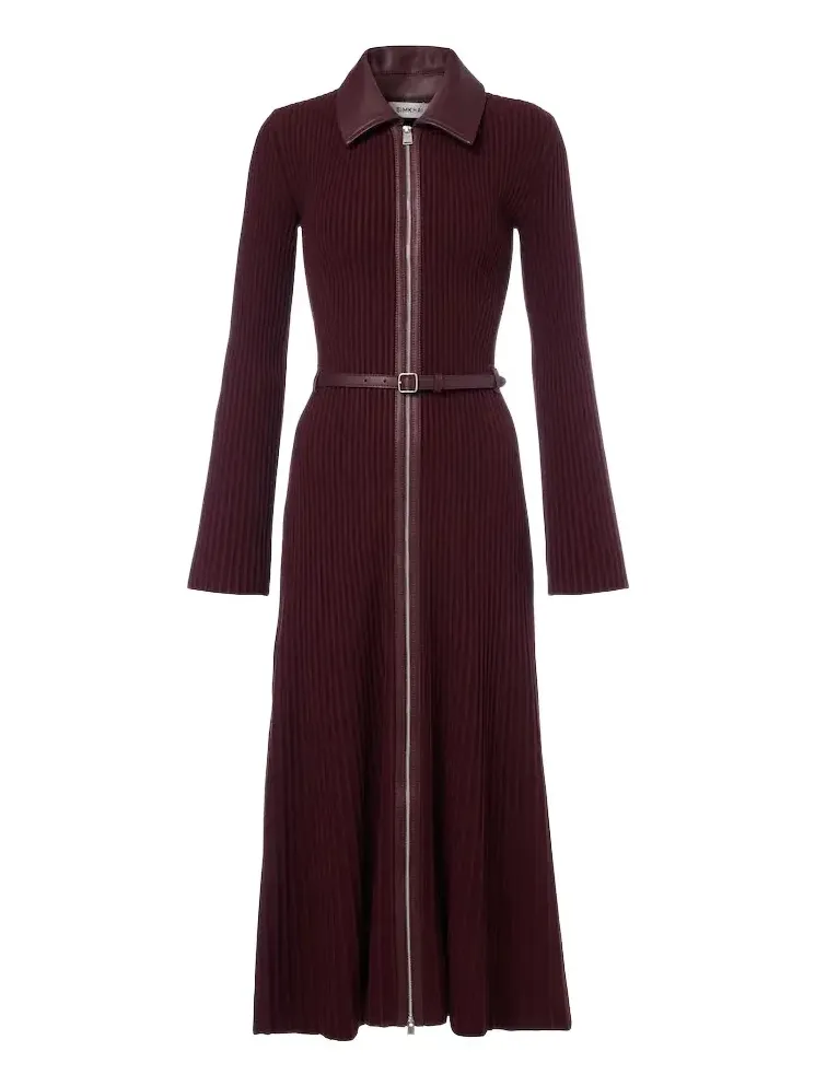 Simkhai Ismelle belted ribbed-knit shirt dress