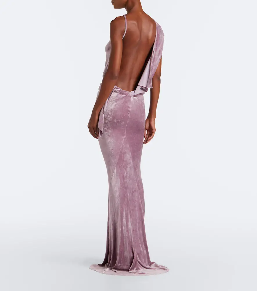 Rick Owens Lilies Tungsten draped open-back velvet gown | Thumbnail 3 Rick Owens Lilies Tungsten draped open-back velvet gown | Thumbnail 3
