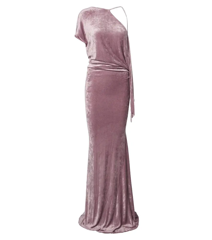 Rick Owens Lilies Tungsten draped open-back velvet gown