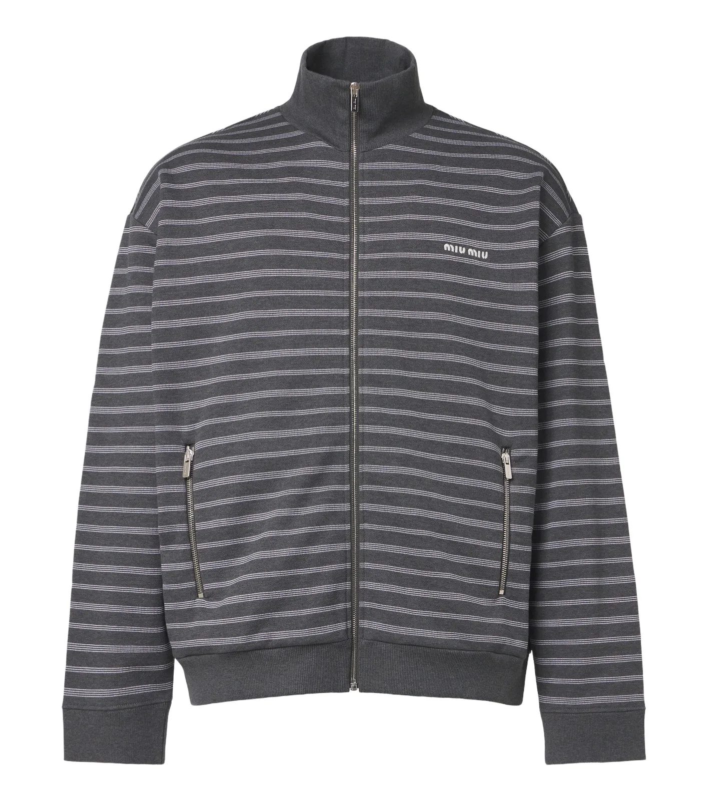 Miu Miu Striped oversized cotton fleece sweatshirt