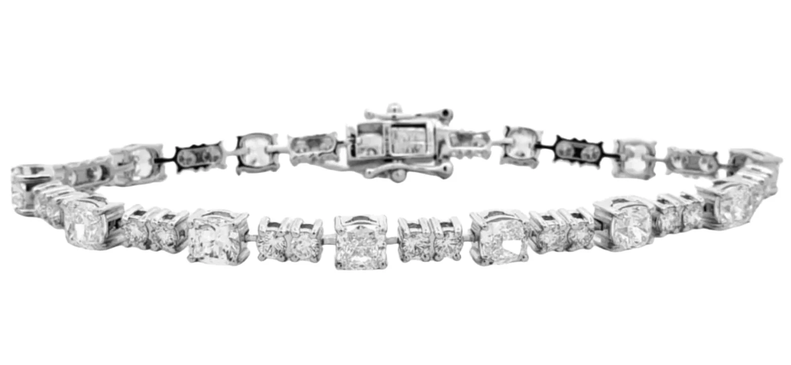 Wish Fine Jewelry 9.050ct Diamond 18K Gold Multi Shape Tennis Bracelet