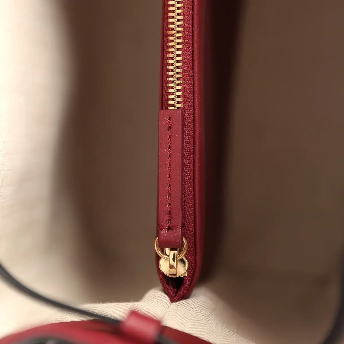Chanel Chanel "CC Loop" Drawstring Bucket Bag with Leather Strap Black, Burgundy Calfskin Gold Hardware | Thumbnail 10 Chanel Chanel "CC Loop" Drawstring Bucket Bag with Leather Strap Black, Burgundy Calfskin Gold Hardware | Thumbnail 10