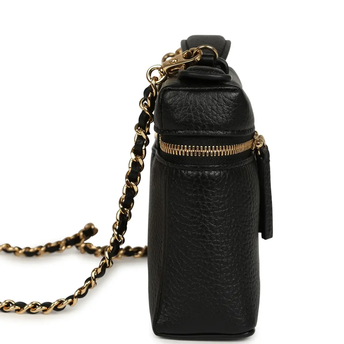 Chanel Chanel "Supple" Top Handle Long Vanity Case with Chain Black Grained Calfskin Gold Hardware | Thumbnail 3 Chanel Chanel "Supple" Top Handle Long Vanity Case with Chain Black Grained Calfskin Gold Hardware | Thumbnail 3