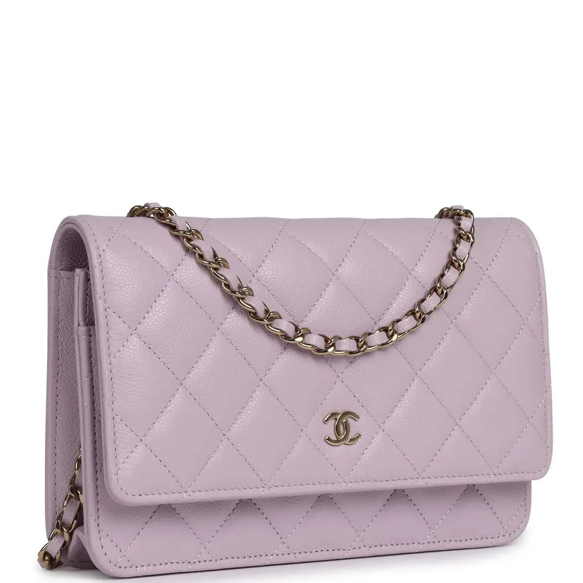 Chanel Chanel Classic Wallet On Chain WOC Light Purple Caviar Light Gold Hardware | Thumbnail 2