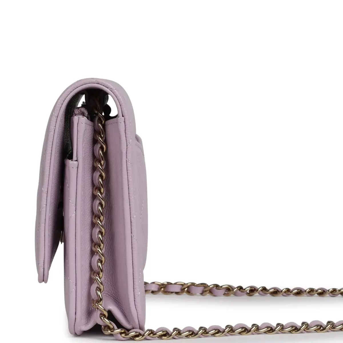 Chanel Chanel Classic Wallet On Chain WOC Light Purple Caviar Light Gold Hardware | Thumbnail 3