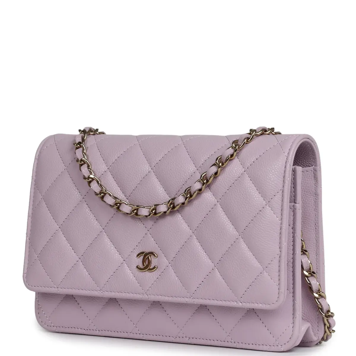 Chanel Chanel Classic Wallet On Chain WOC Light Purple Caviar Light Gold Hardware | Thumbnail 5