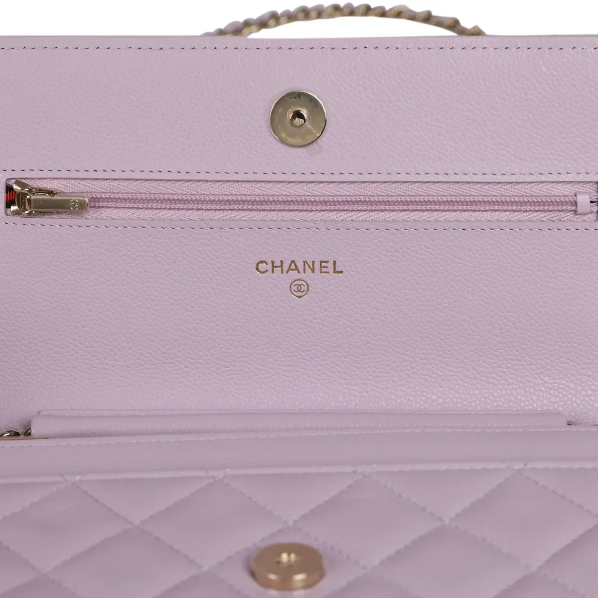 Chanel Chanel Classic Wallet On Chain WOC Light Purple Caviar Light Gold Hardware | Thumbnail 8