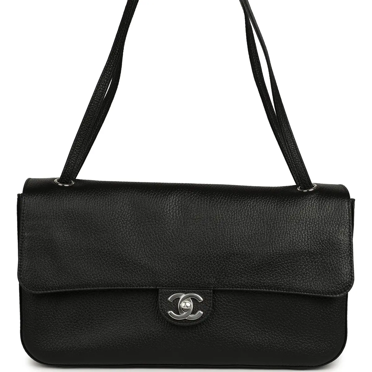 Chanel Chanel Maxi "Souplissimo" Small Flap Bag Black Grained Calfskin Silver Hardware | Image 1 Chanel Chanel Maxi "Souplissimo" Small Flap Bag Black Grained Calfskin Silver Hardware | Image 1