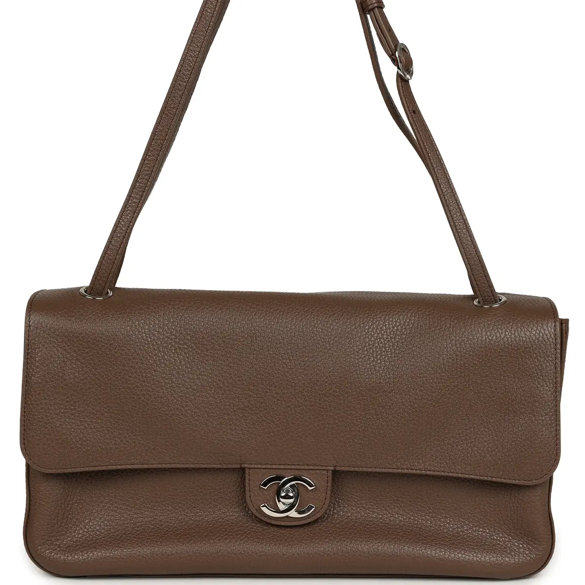 Chanel Chanel Maxi "Souplissimo" Small Flap Bag Brown Grained Calfskin Silver Hardware | Image 1 Chanel Chanel Maxi "Souplissimo" Small Flap Bag Brown Grained Calfskin Silver Hardware | Image 1