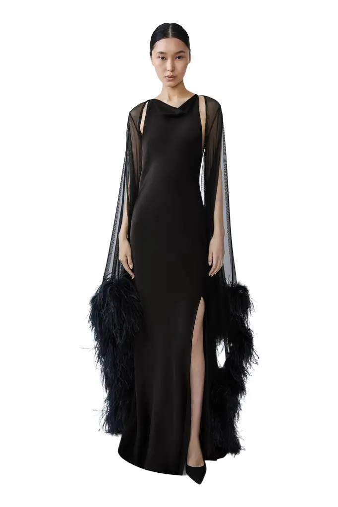 Lapointe Mesh Shrug With Feathers | Image 1 Lapointe Mesh Shrug With Feathers | Image 1