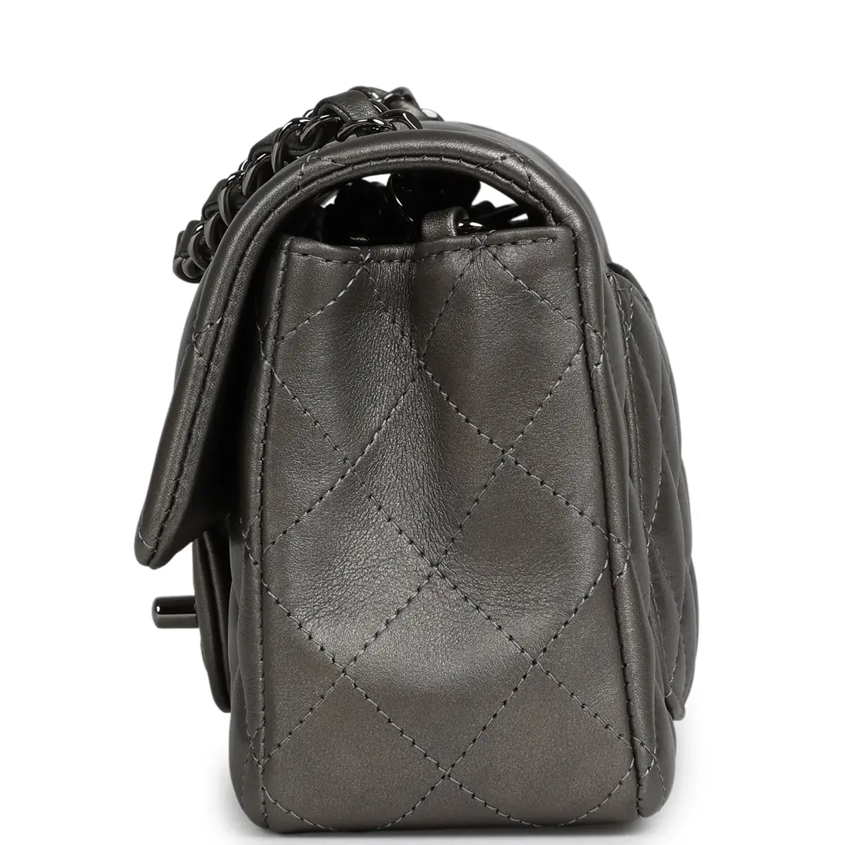 Chanel Chanel Mini Classic Rectangular Flap Bag Dark Silver Lambskin Ruthenium Hardware | Thumbnail 3 Chanel Chanel Mini Classic Rectangular Flap Bag Dark Silver Lambskin Ruthenium Hardware | Thumbnail 3