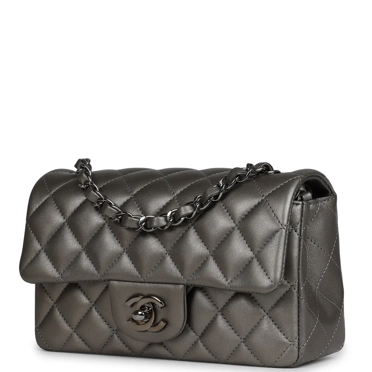 Chanel Chanel Mini Classic Rectangular Flap Bag Dark Silver Lambskin Ruthenium Hardware | Thumbnail 5 Chanel Chanel Mini Classic Rectangular Flap Bag Dark Silver Lambskin Ruthenium Hardware | Thumbnail 5