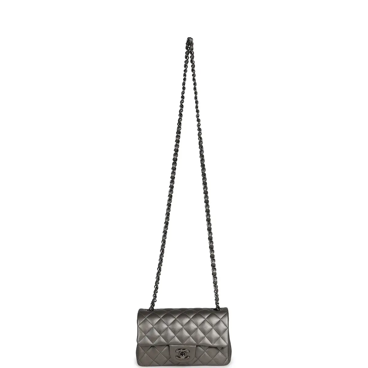 Chanel Chanel Mini Classic Rectangular Flap Bag Dark Silver Lambskin Ruthenium Hardware | Thumbnail 7 Chanel Chanel Mini Classic Rectangular Flap Bag Dark Silver Lambskin Ruthenium Hardware | Thumbnail 7