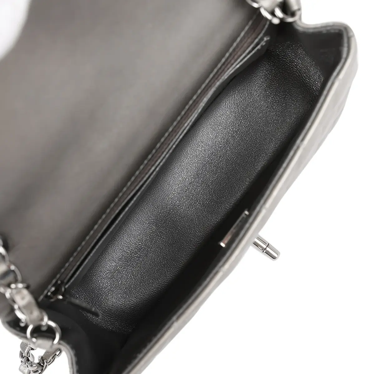 Chanel Chanel Mini Classic Rectangular Flap Bag Dark Silver Lambskin Ruthenium Hardware | Thumbnail 8 Chanel Chanel Mini Classic Rectangular Flap Bag Dark Silver Lambskin Ruthenium Hardware | Thumbnail 8