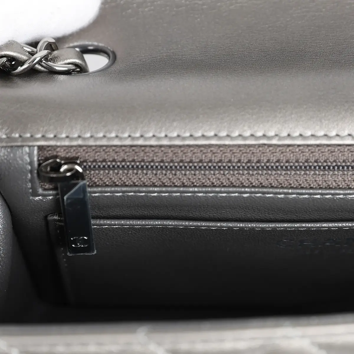 Chanel Chanel Mini Classic Rectangular Flap Bag Dark Silver Lambskin Ruthenium Hardware | Thumbnail 10 Chanel Chanel Mini Classic Rectangular Flap Bag Dark Silver Lambskin Ruthenium Hardware | Thumbnail 10