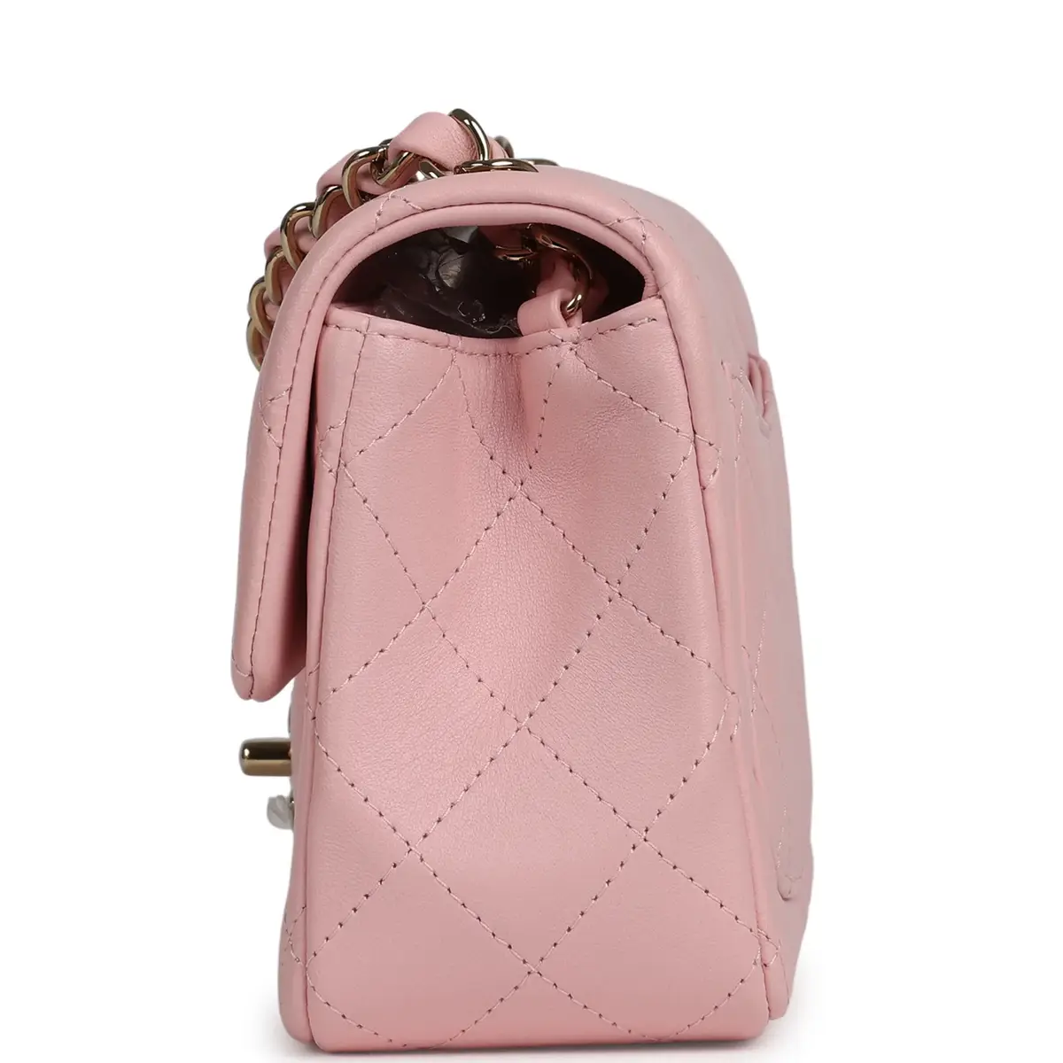 Chanel Chanel Mini Classic Rectangular Flap Bag Light Pink Lambskin Light Gold Hardware | Thumbnail 4
