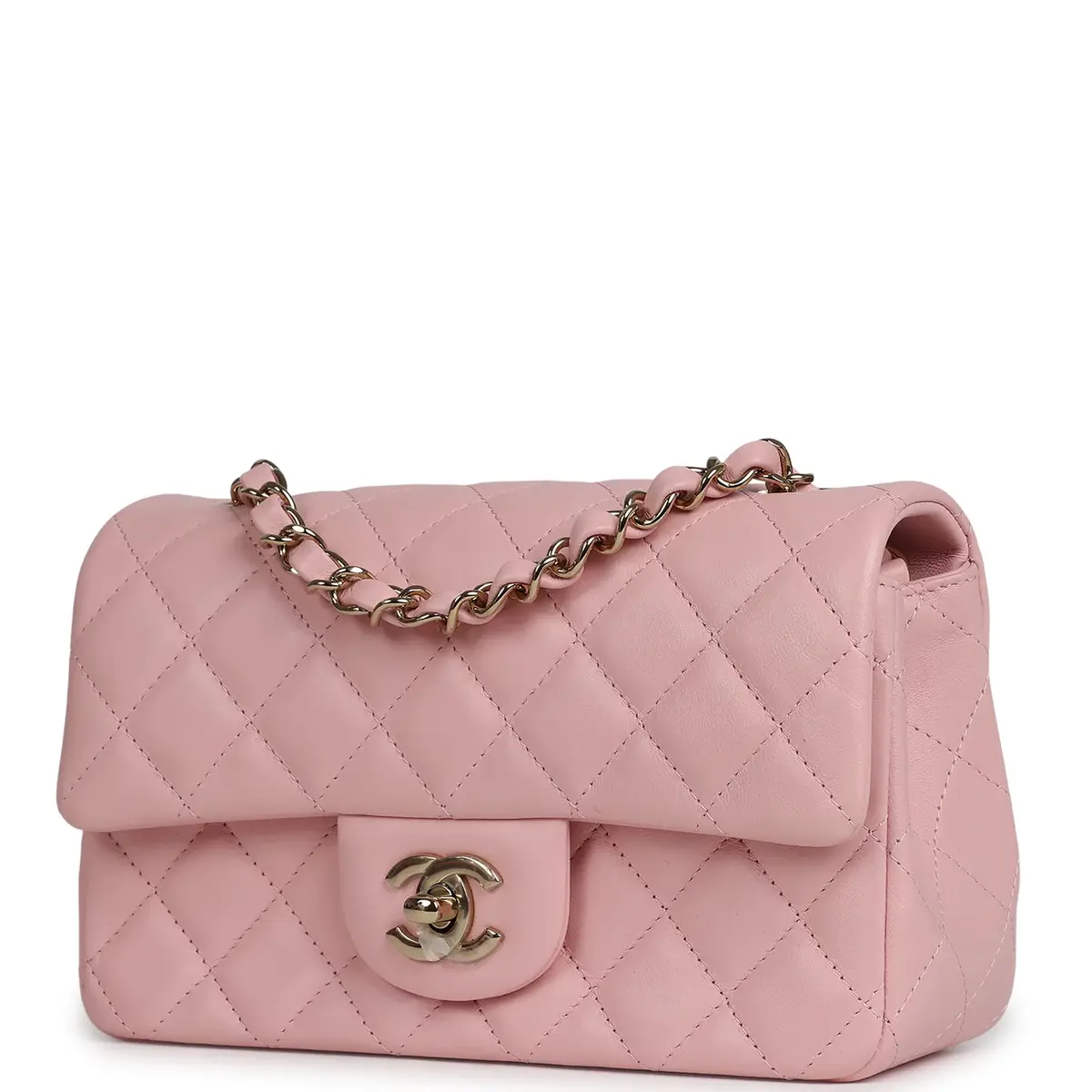 Chanel Chanel Mini Classic Rectangular Flap Bag Light Pink Lambskin Light Gold Hardware | Thumbnail 5