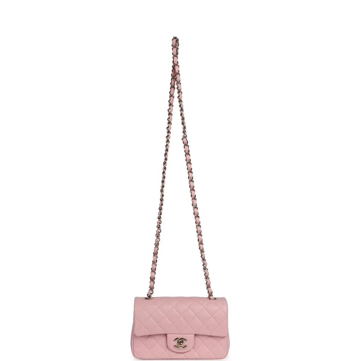 Chanel Chanel Mini Classic Rectangular Flap Bag Light Pink Lambskin Light Gold Hardware | Thumbnail 7