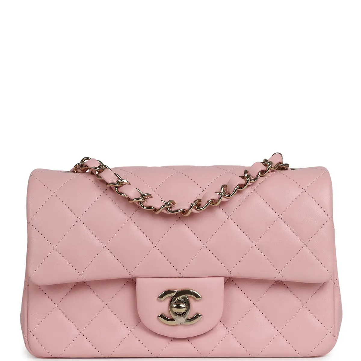 Chanel Chanel Mini Classic Rectangular Flap Bag Light Pink Lambskin Light Gold Hardware | Image 1 Chanel Chanel Mini Classic Rectangular Flap Bag Light Pink Lambskin Light Gold Hardware | Image 1