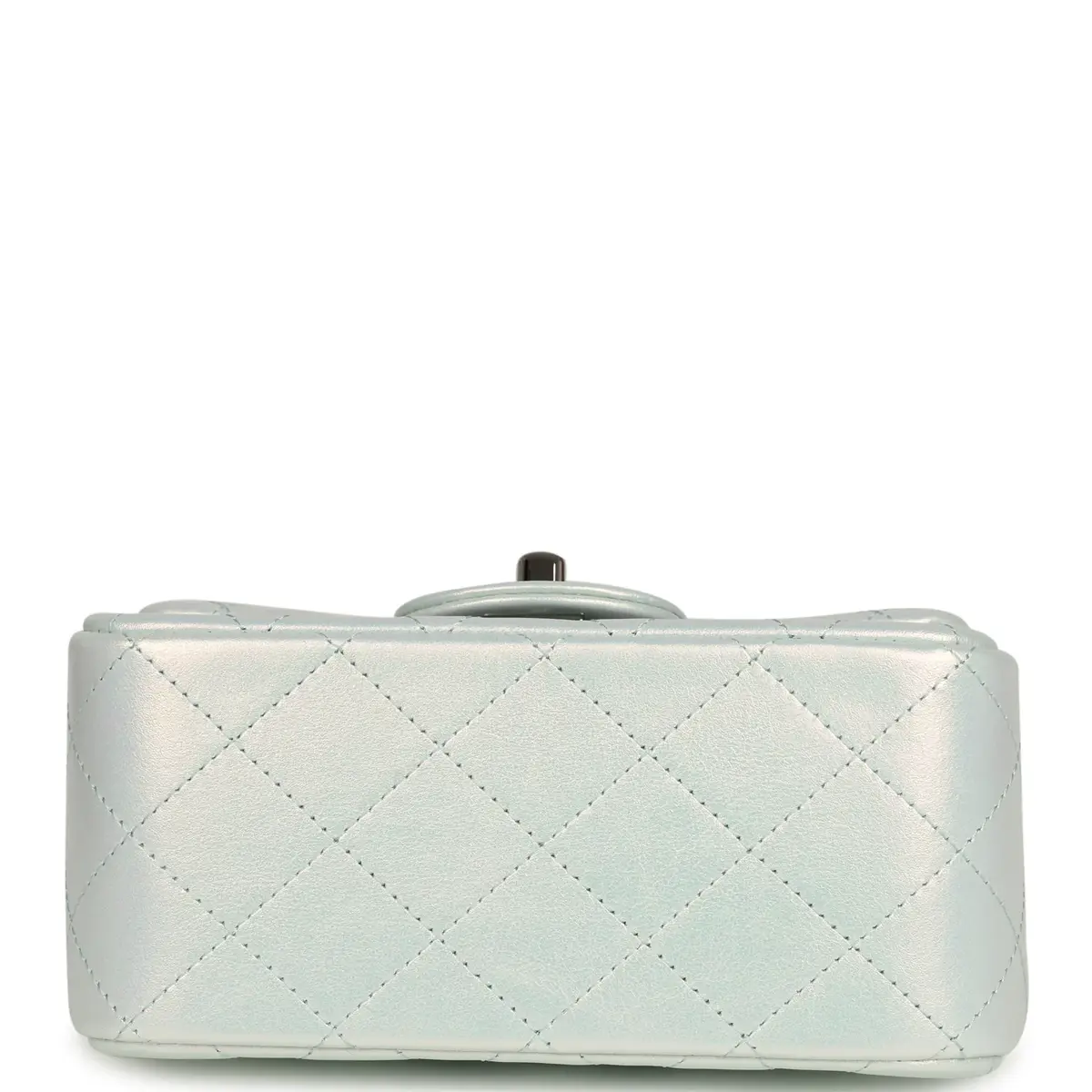 Chanel Chanel Mini Classic Square Flap Bag Light Blue Iridescent Calfskin Silver Hardware | Thumbnail 6 Chanel Chanel Mini Classic Square Flap Bag Light Blue Iridescent Calfskin Silver Hardware | Thumbnail 6