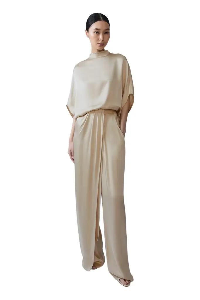 Lapointe Satin Draped Relaxed Pant | Image 1 Lapointe Satin Draped Relaxed Pant | Image 1