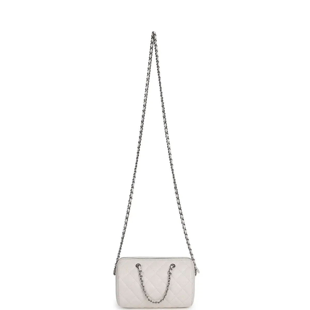 Chanel Chanel Mini Timeless Classic Barrel Bag with Chain White Shiny Caviar Silver Hardware | Thumbnail 7 Chanel Chanel Mini Timeless Classic Barrel Bag with Chain White Shiny Caviar Silver Hardware | Thumbnail 7