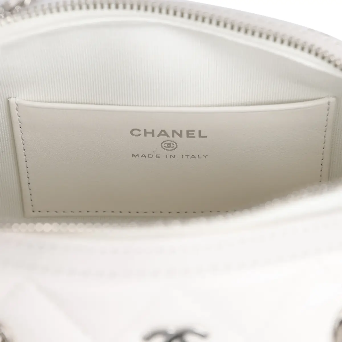 Chanel Chanel Mini Timeless Classic Barrel Bag with Chain White Shiny Caviar Silver Hardware | Thumbnail 8 Chanel Chanel Mini Timeless Classic Barrel Bag with Chain White Shiny Caviar Silver Hardware | Thumbnail 8