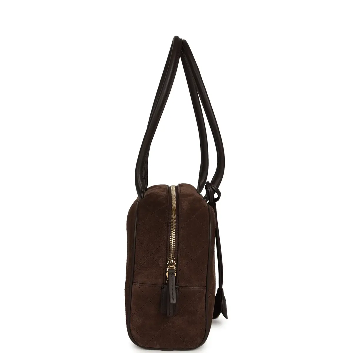 Chanel Chanel Small "Perfect Bowling" Bag Dark Brown Suede Gold Hardware | Thumbnail 3