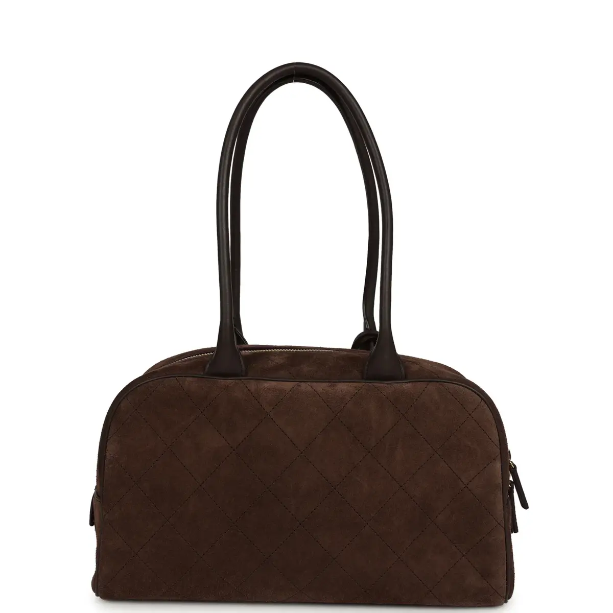 Chanel Chanel Small "Perfect Bowling" Bag Dark Brown Suede Gold Hardware | Thumbnail 4